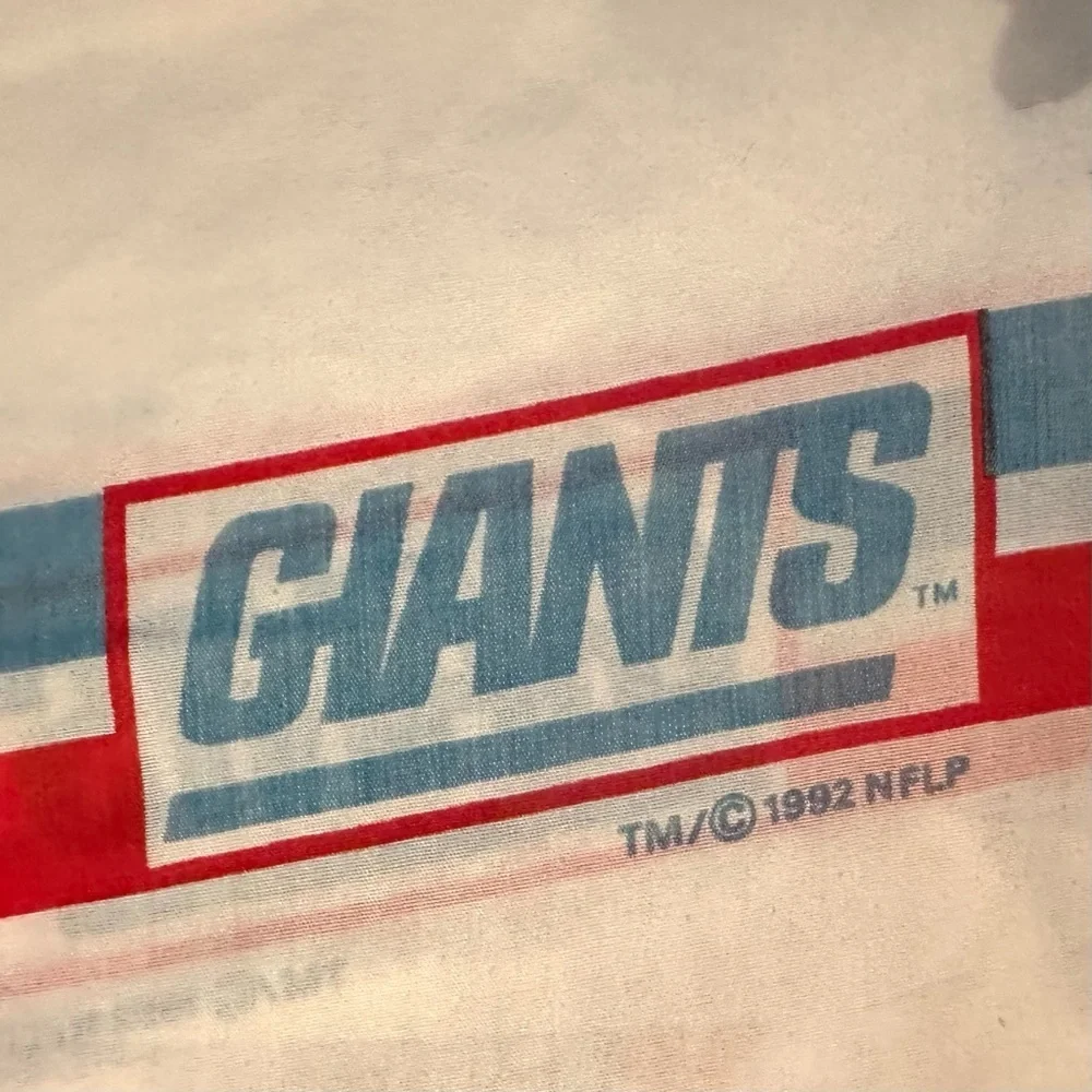 Vintage 1992 New York Giants 2 Twin Fitted Sheets &1 Flat Sheet Lot NFLP Bibb Co
